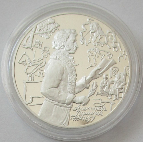 Russland 3 Rubel 1999 Alexander Pushkin Lesend