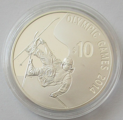 Cook Islands 10 Dollars 2012 Olympics Sochi Freestyle Skiing Silver