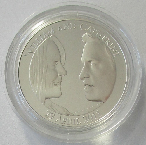 United Kingdom 5 Pounds 2011 Royal Wedding Prince William & Catherine Middleton Silver Proof