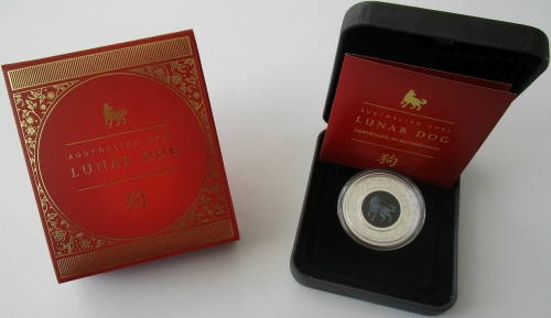 Australia 1 Dollar 2018 Opal Lunar Dog 1 Oz Silver