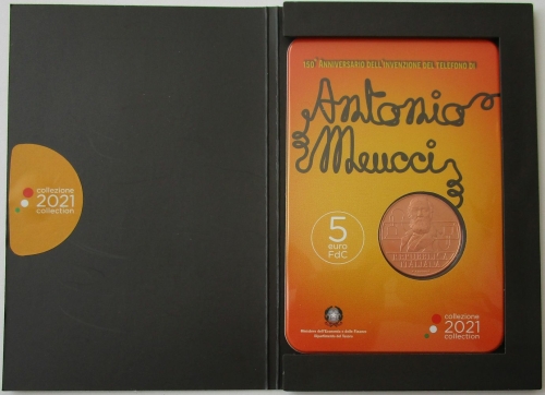 Italien 5 Euro 2021 150 Jahre Telefon von Antonio Meucci