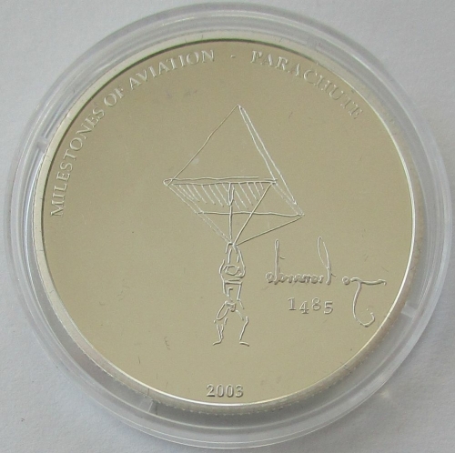 Liberia 10 Dollars 2003 Aviation Parachute