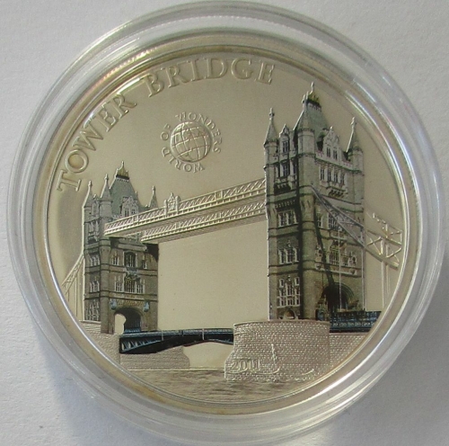 Palau 5 Dollars 2011 World of Wonders Tower Bridge in London Silver