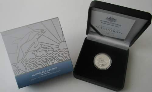 Australien 5 Dollars 2024 Hourglass Dolphin High Relief