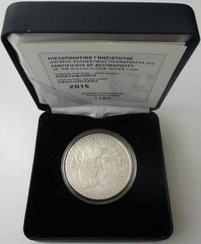 Greece 10 Euro 2015 Aristophanes 1 Oz Silver