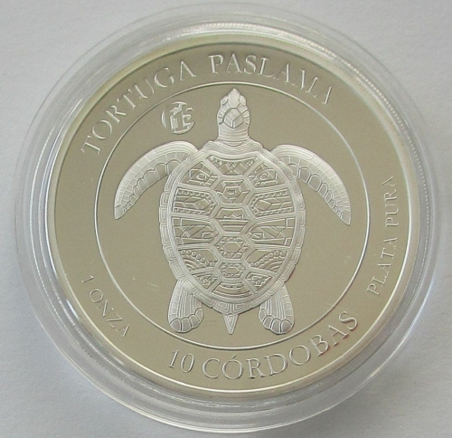 Nicaragua 10 Cordobas 2017 Wildlife Sea Turtle Fabulous 15 Privy 1 Oz Silver
