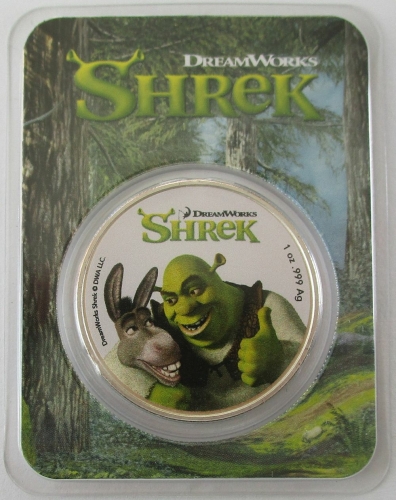 Niue 2 Dollars 2021 20 Years Shrek 1 Oz Silver Coloured