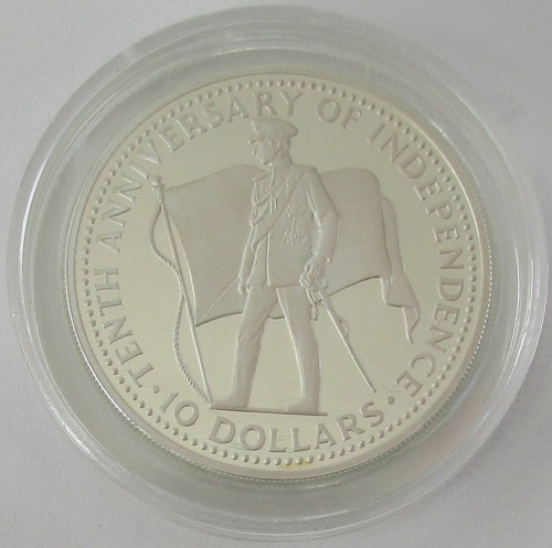 Bahamas 10 Dollars 1983 10 Years Independence Silver