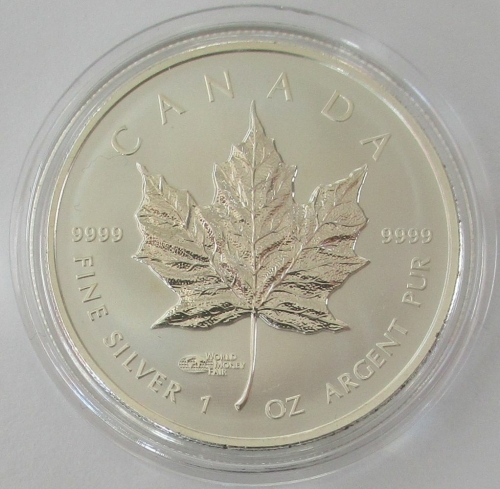 Canada 5 Dollars 2014 Maple Leaf World Money Fair Privy 1 Oz Silver