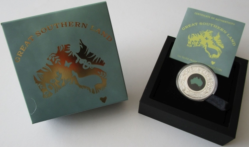 Australia 1 Dollar 2024 Great Southern Land Chrysoprase 1 Oz Silver