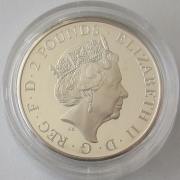 Großbritannien 2 x 2 Pounds 2022 Royal Tudor Beasts Seymour Panther PP