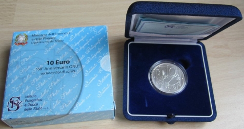 Italy 10 Euro 2005 60 Years UN Silver