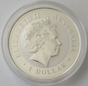 Australia 1 Dollar 2005 Kookaburra Gilded 1 Oz Silver