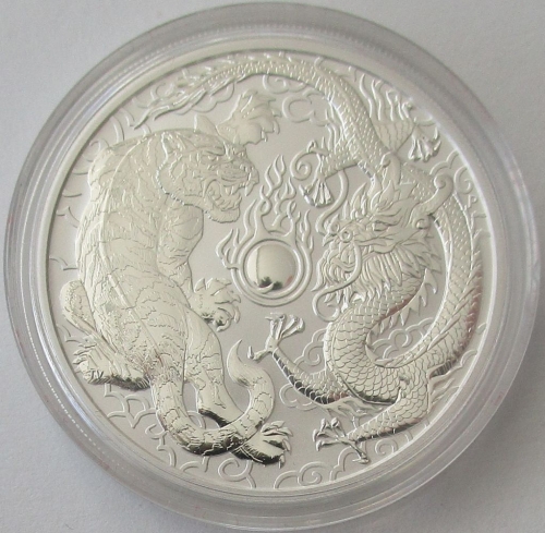 Australia 1 Dollar 2018 Chinese Myths & Legends Dragon & Tiger 1 Oz Silver