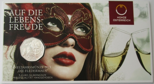 Austria 5 Euro 2015 New Year Die Fledermaus Silver BU