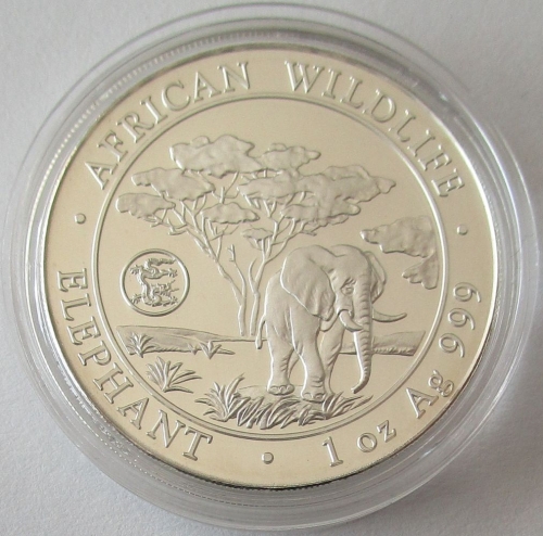 Somalia 100 Shillings 2012 Elephant Lunar Dragon Privy 1 Oz Silver