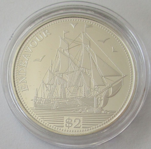 Cook Islands 2 Dollars 2015 Ships Endeavour Silver