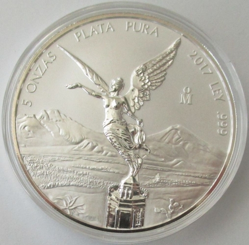 Mexico Libertad 5 Oz Silver 2017 Reverse Proof