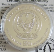 Rwanda 50 Amafaranga 2018 Lunar Dog 1 Oz Silver Proof