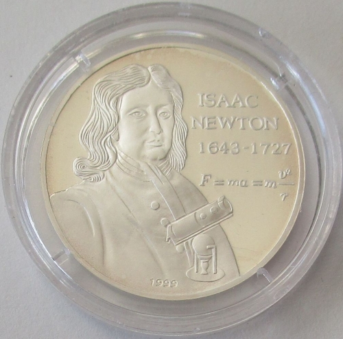 Somalia 10000 Shillings 1999 Isaac Newton Silver