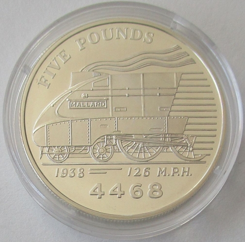 Guernsey 5 Pounds 2004 Railroads Mallard Silver