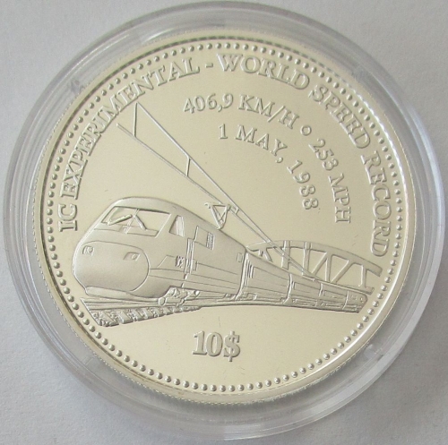 Solomon Islands 10 Dollars 2008 Railroads InterCityExperimental Silver