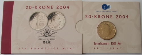Norway 20 Kroner 2004 150 Years Railways