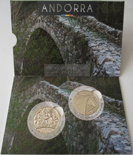 Andorra 2 x 1.25 Euro 2021 Poets Daffodil & Pont de la Margineda
