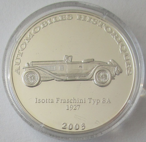DR Congo 10 Francs 2003 Automobiles Isotta Fraschini Typ SA Silver