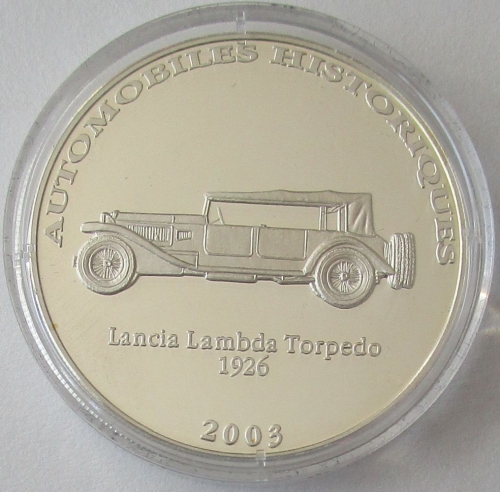 DR Congo 10 Francs 2003 Automobiles Lancia Lambda Torpedo Silver