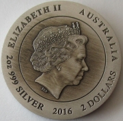 Australien 2 Dollars 2016 Australian Kangaroo High Relief Antiqued