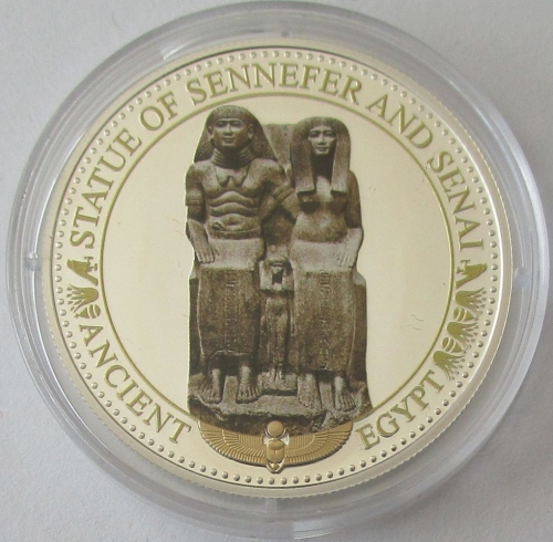 Solomon Islands 2 Dollars 2016 Ancient Egypt Statue of Sennefer & Senai Silver