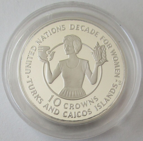 Turks & Caicos Islands 10 Crowns 1985 Decade for Women Silver