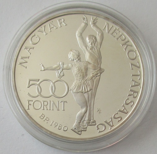Ungarn 500 Forint 1980 Olympia Lake Placid Eiskunstlauf