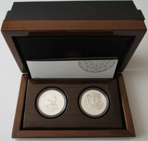 South Africa 1 Rand 2022 Krugerrand + 5 Rand Big Five Lion 2 x 1 Oz Silver Proof