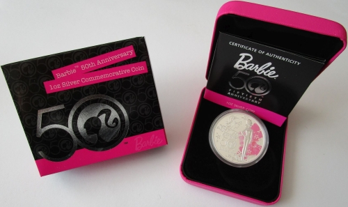 Tuvalu 1 Dollar 2009 50 Years Barbie 1 Oz Silver