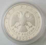 Russland 3 Rubel 2000 Tiere Schneeleopard