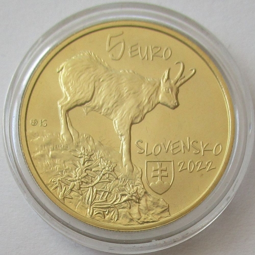 Slovakia 5 Euro 2022 Wildlife Tatra Chamois