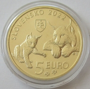 Slowakei 5 Euro 2022 Tiere Eurasischer Luchs
