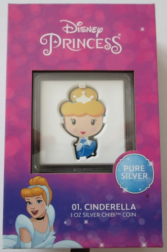 Niue 2 Dollars 2021 Chibi Disney Princess Cinderella 1 Oz Silver