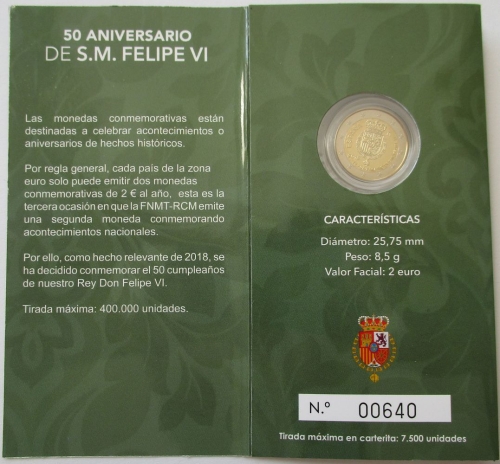 Spain 2 Euro 2018 King Felipe VI Proof
