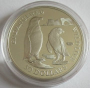 Cook Islands 50 Dollars 1991 Wildlife Jackass Penguin Silver