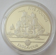Guernsey 5 Pounds 2009 Ships Endeavour Silver