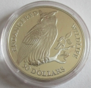 Cook Islands 50 Dollars 1991 Wildlife Eagle-Owl Silver
