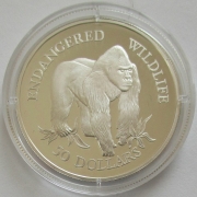 Cook Islands 50 Dollars 1992 Wildlife Gorilla Silver