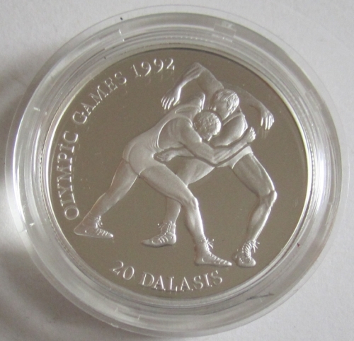 Gambia 20 Dalasis 1993 Olympics Barcelona Wrestling Silver