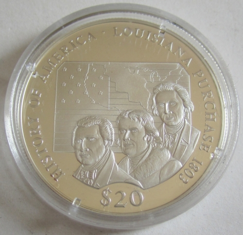 Liberia 20 Dollars 2000 History of America Louisiana Purchase