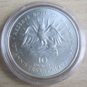 Malawi 10 Kwacha 1975 10 Years Central Bank Silver BU