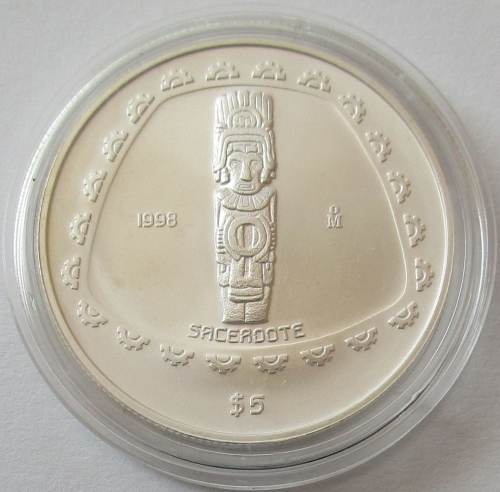 Mexico 5 Pesos 1998 Pre-Columbian Era Sacerdote 1 Oz Silver