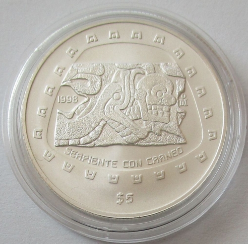 Mexiko 5 Pesos 1998 Präkolumbische Ära Serpiente con Craneo
